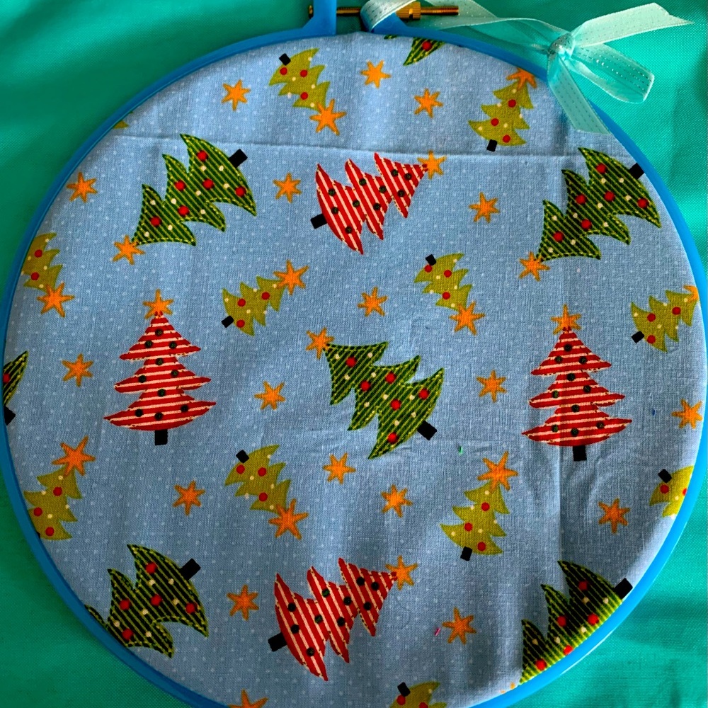 Handmade Holiday Ornament Hanging Multi colored Christmas Trees print